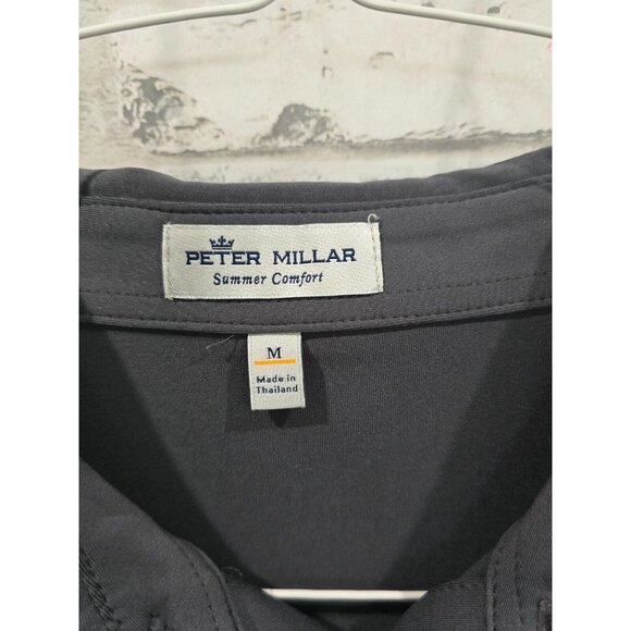 Peter Millar Summer Comfort Gray M Polo Ervin Graves Embroidered Sleeve Crisp - Picture 3 of 11